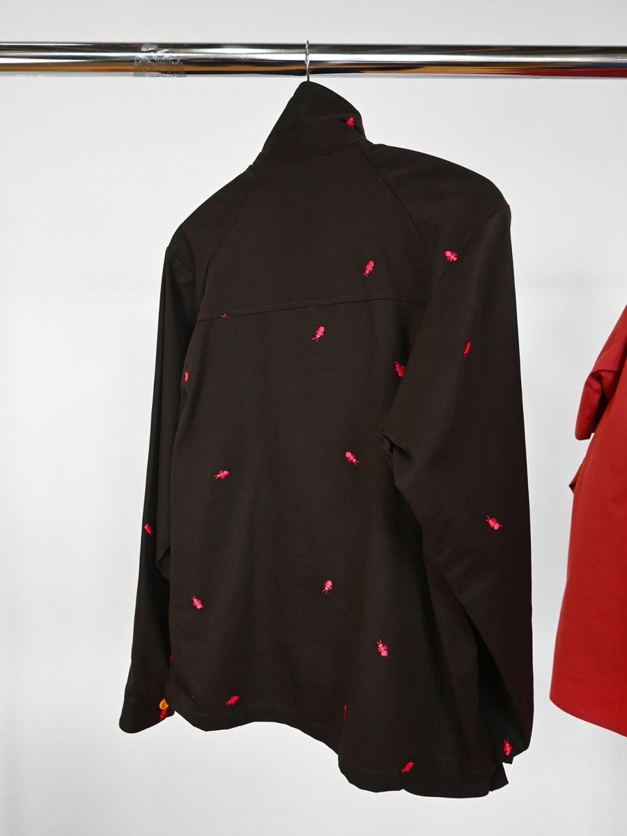 "Ants All Over" Embroidered Jacket - Chocolate/Magenta (ONE-OFF)