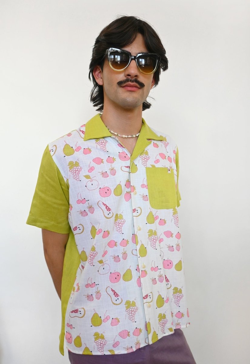 "All Over Fruit" Shirt - Chartreuse Linen