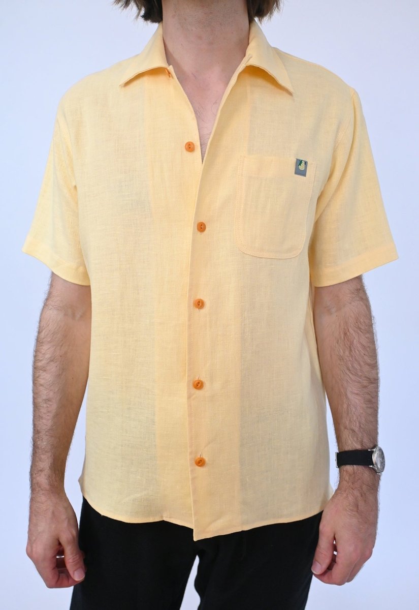 "Tutti Frutti" Linen Shirt - Yellow Strawberry