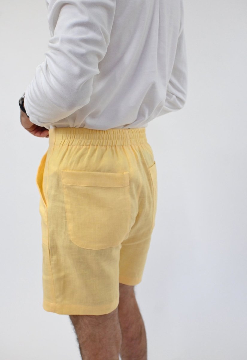 "Tutti Frutti" Linen Shorts - Yellow Strawberry