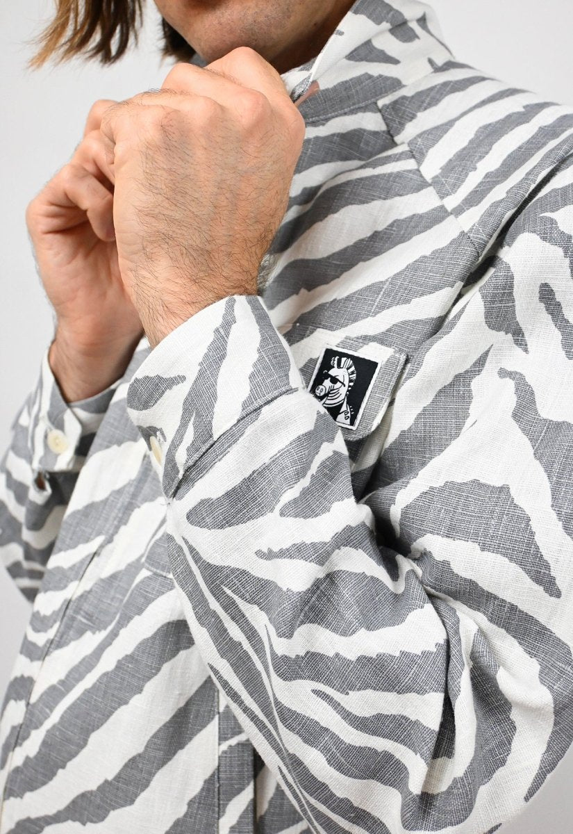 "Zebra Without a Cause" Linen Jacket - Grey Stripe