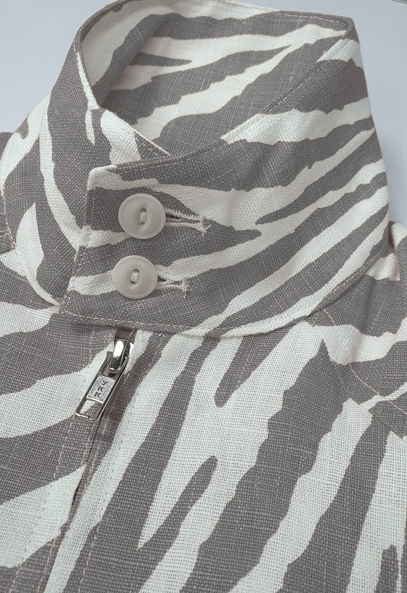 "Zebra Without a Cause" Linen Jacket - Grey Stripe