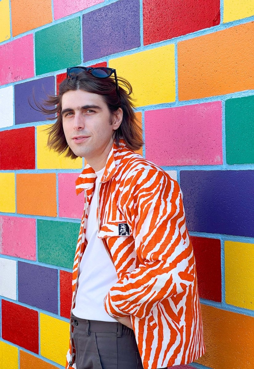 "Zebra Without a Cause" Linen Jacket - Orange Stripe