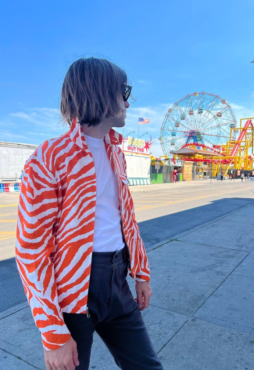 "Zebra Without a Cause" Linen Jacket - Orange Stripe