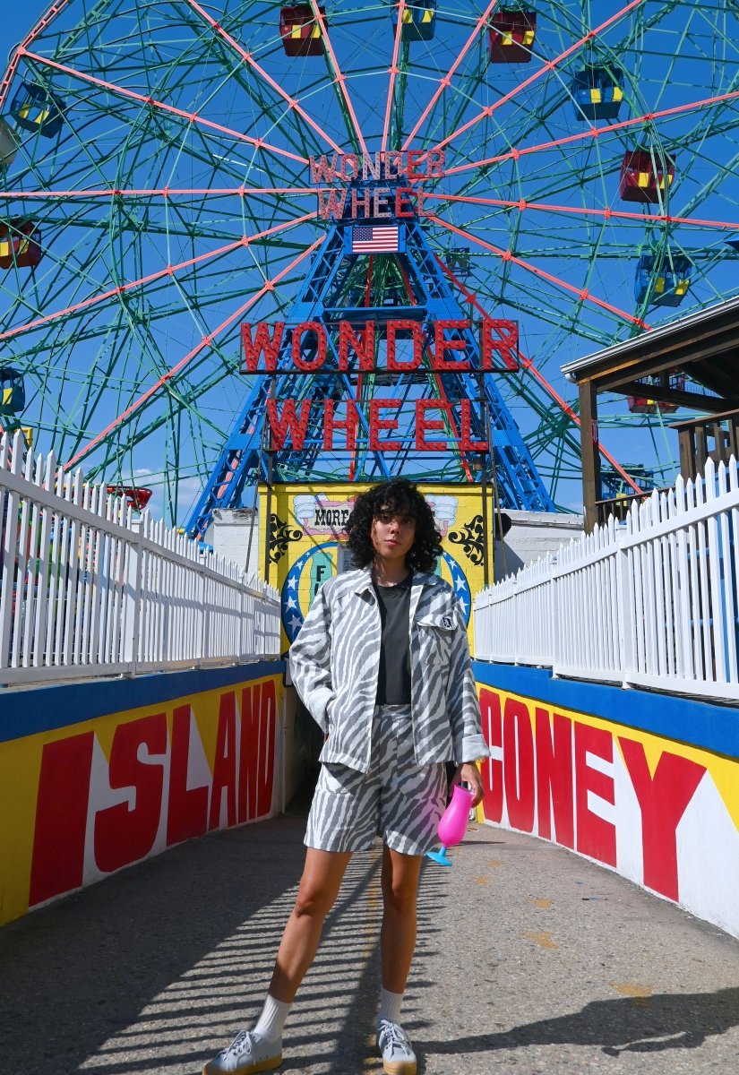 "Zebra Without a Cause" Linen Shorts - Grey Stripe